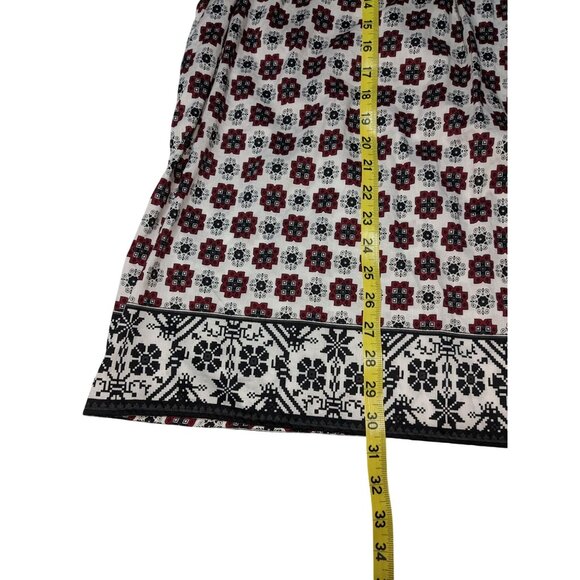 Como Woman Floral Print Tunic 3X 100% Cotton Short Sleeve Red/Black/White - Picture 5 of 10